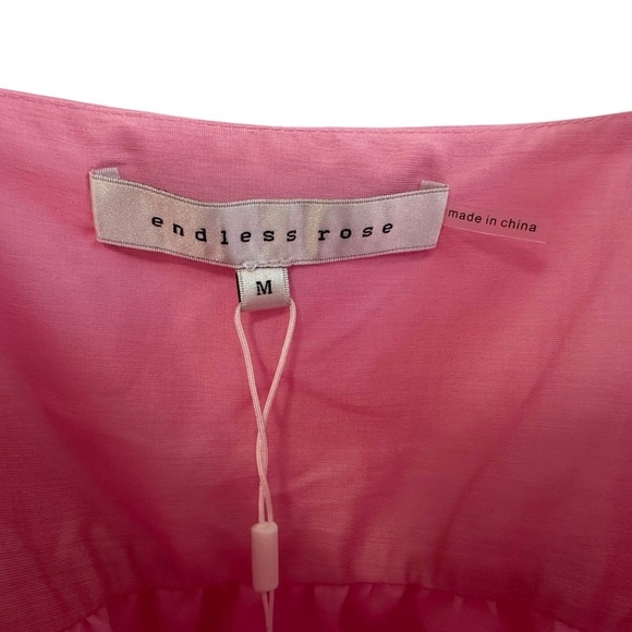 Endless Rose Womens Bow Accent Sleeveless Top Sz Medium Pink Lined Zip Closure - Picture 11 of 11